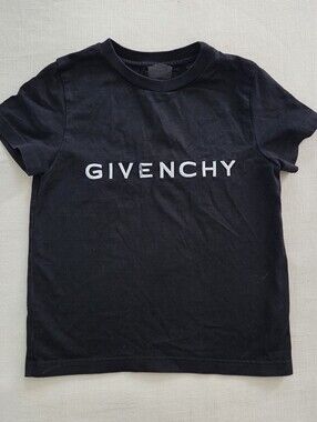 Givenchy Kids Black Embroidered Spellout Logo Tee 4t 100% Cotton